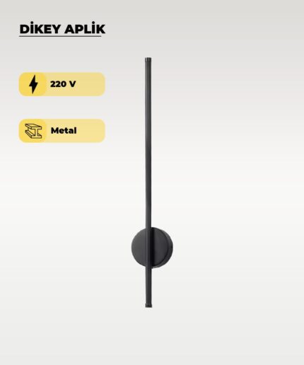 12W 80 cm Siyah Dikey Aplik - Gün Işığı (4200K)